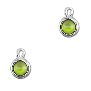 Pendentifs en verre Crystal glass rond Vert-argent&eacute;