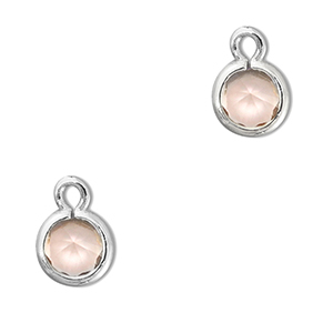 Pendentifs en verre Crystal glass rond P&ecirc;che-argent&eacute;