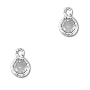 Pendentifs en verre Crystal glass rond Gris clair-argent&eacute;