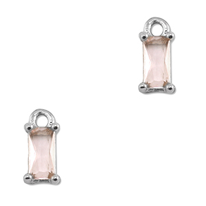 Pendentifs en verre Crystal glass rectangle P&ecirc;che-argent&eacute;