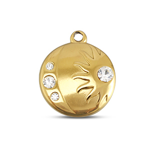 BY31&reg; Breloques en acier Inox lune & soleil Dor&eacute;