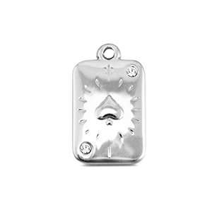 BY31&reg; Breloques en acier Inox carte de pique Argent&eacute;