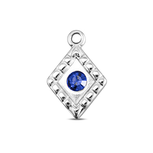 BY31&reg; Breloques en acier Inox losange Argent&eacute;-bleu saphir