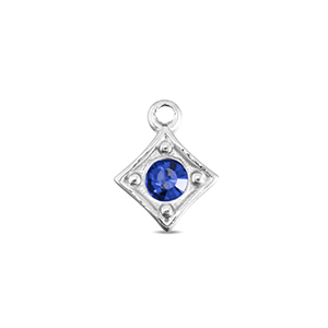 BY31&reg; Breloques en acier Inox losange Argent&eacute;-bleu saphir