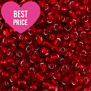 Perles de rocailles 6/0 (4mm) Rouge fonc&eacute; doublure argent&eacute;
