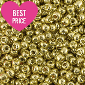 Perles de rocailles 8/0 (3mm) Dor&eacute; jaune brillance m&eacute;tallique
