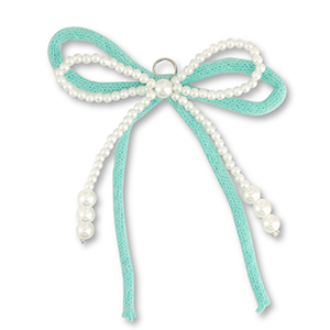 Pendentifs accroche-regard double n&oelig;ud Blanc-vert menthe