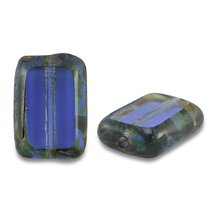 Perles tch&egrave;ques TCB rectangle 12x8mm Transparent bleu fonc&eacute;