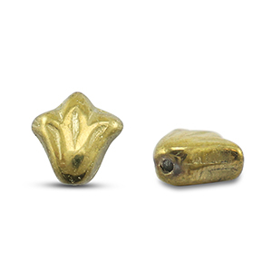 Perles tch&egrave;ques lily flower 9x8mm Dor&eacute;