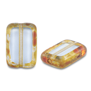Perles tch&egrave;ques TCB rectangle 12x8mm Transparent bleu clair