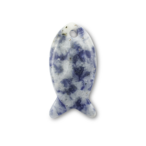 Pierres naturelles pendentifs sodalite et microcline poisson Bleu-blanc