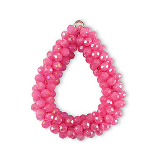 Boucles pendentifs facett&eacute;es goutte Rouge ros&eacute;