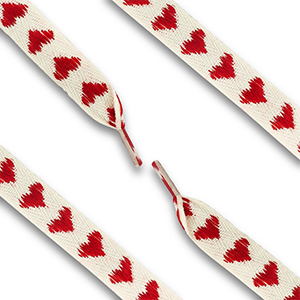 Lacet pour chaussure tendance avec c&oelig;ur Blanc cass&eacute;-rouge