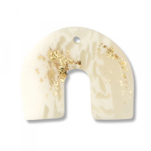 Pendentifs en polym&egrave;re arche Blanc cass&eacute;-beige-dor&eacute;