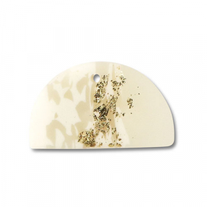 Pendentifs en polym&egrave;re semi-circulaire Blanc cass&eacute;-beige-dor&eacute;