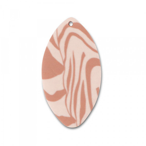 Pendentifs en polym&egrave;re  feuille Rose p&ecirc;che clair-marron clair