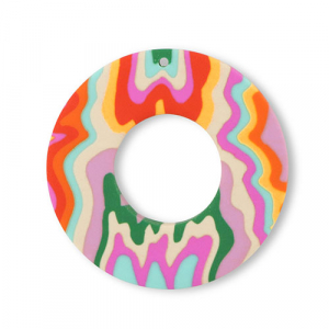 Pendentifs en polym&egrave;re rond Multicolore