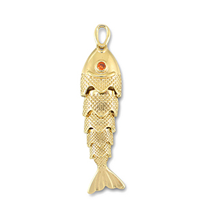 Breloques en m&eacute;tal poisson Dor&eacute;-orange