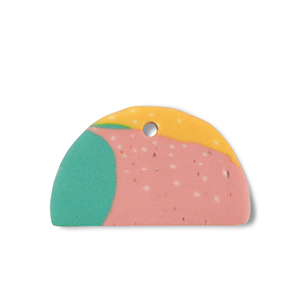 Pendentifs en polym&egrave;re semi-circulaire Vert-rose-jaune ocre