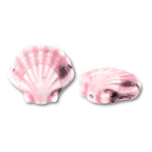 Perles en c&eacute;ramique coquille Rose-blue-rouge