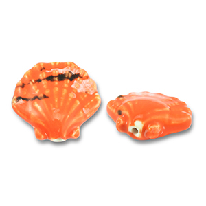 Perles en c&eacute;ramique coquille Orange-noir