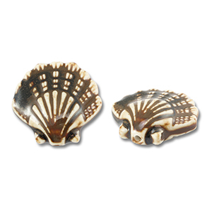 Perles en c&eacute;ramique coquille Marron fonc&eacute;