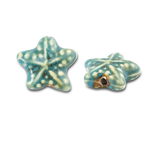 Perles en c&eacute;ramique &eacute;toile de mer Bleu sarcelle