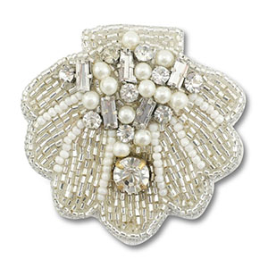 Broches coquille Transparant doublure argent&eacute;-blanc