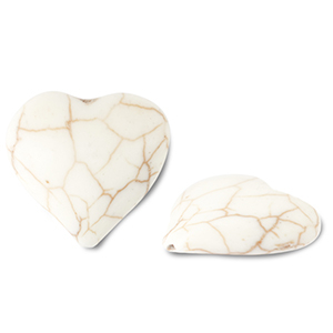 Perles en c&eacute;ramique c&oelig;ur Blanc cass&eacute;