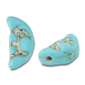 Perles en c&eacute;ramique lune Bleu turquoise