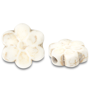 Perles en c&eacute;ramique fleur Blanc cass&eacute;