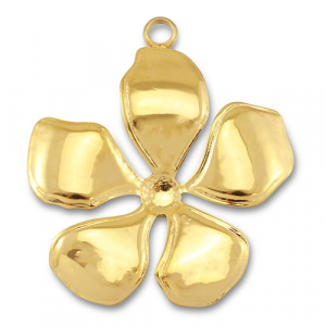 Breloques en acier Inox fleur Dor&eacute;
