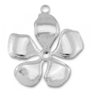 Breloques en acier Inox fleur Argent&eacute;