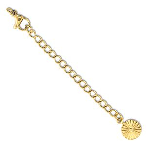 Appr&ecirc;ts en acier inox cha&icirc;nette d'extension m&eacute;daillon fleur avec fermoir mousqueton Dor&eacute;