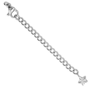 Appr&ecirc;ts en acier inox cha&icirc;nette d'extension m&eacute;daillon &eacute;toile avec fermoir mousqueton Argent&eacute;