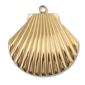 Breloques en acier Inox coquille Dor&eacute;
