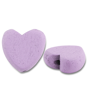 Perles en bois c&oelig;ur Violet clair