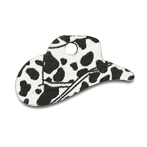 Breloques en bois chapeau de cow-boy Blanc-noir