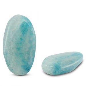 Pierres naturelles perles Calc&eacute;doine & Agate ovale craquel&eacute; Transparent bleu clair
