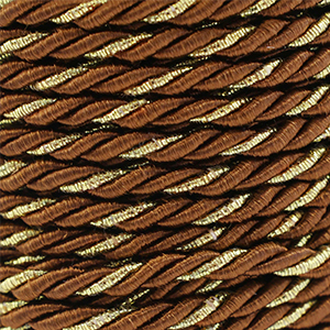 Cordon tendance torsad&eacute; 3mm Marron-dor&eacute;