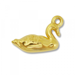 Breloques en acier Inox cygne Dor&eacute;