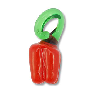 Breloques en verre poivron Rouge-vert