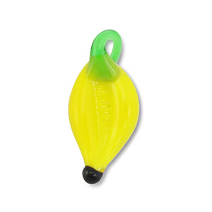 Breloques en verre piment Jaune-vert-noir