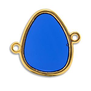 Breloques en m&eacute;tal DQ connecteur Bleu-Dor&eacute; (sans nickel)