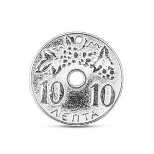 Breloques en m&eacute;tal DQ monnaie Argent&eacute; antique (sans nickel)
