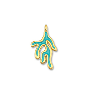 Breloques en m&eacute;tal DQ corail Bleu turquoise-Dor&eacute; (sans nickel)