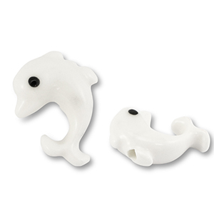 Perles en c&eacute;ramique dauphin Blanc
