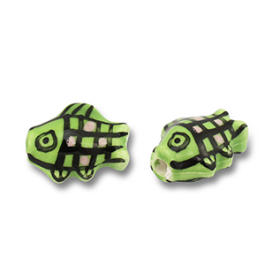Perles en c&eacute;ramique poisson Vert clair-rose-noir