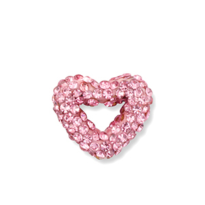 Perles acryliques avec strass c&oelig;ur Rose clair
