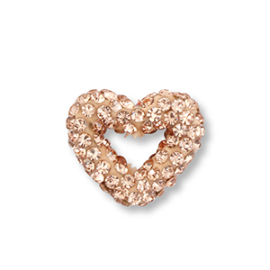 Perles acryliques avec strass c&oelig;ur P&ecirc;che